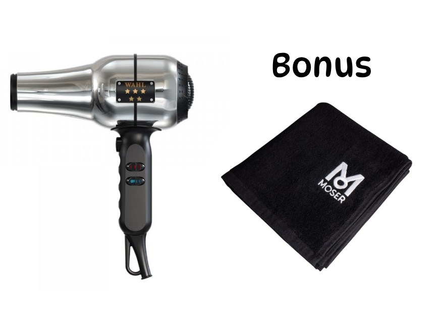 AKICA: WAHL 5-star Barber Dryer (4317) - profesionální barber fén (2000 W) + ručník Moser