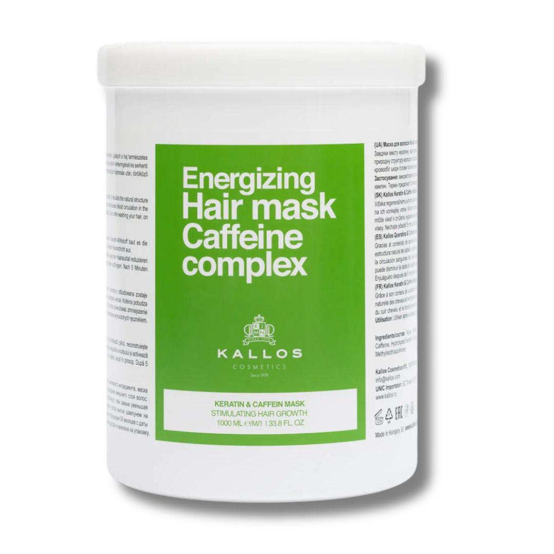 Kallos Energizing Hair Mask Caffeine Complex - maska na vlasy s keratínom a kofeínom, 1000 ml