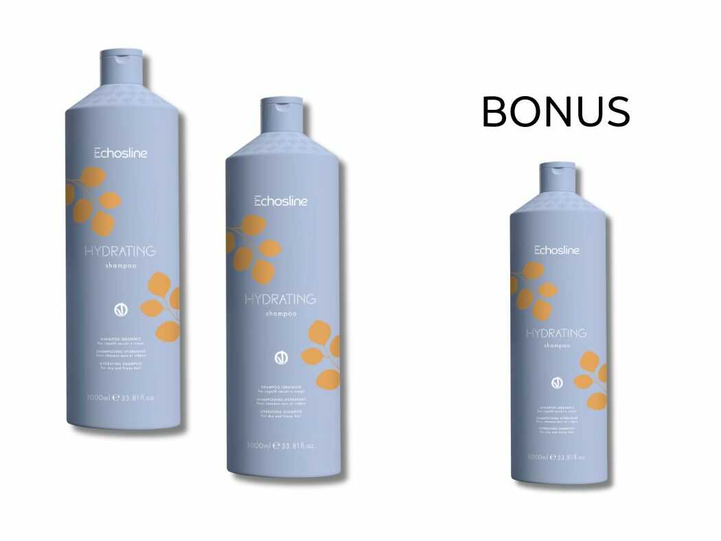 AKCIA: 2+1 Echosline Hydrating Shampoo - hydratačný šampón pre suché a poškodené vlasy, 1000 ml