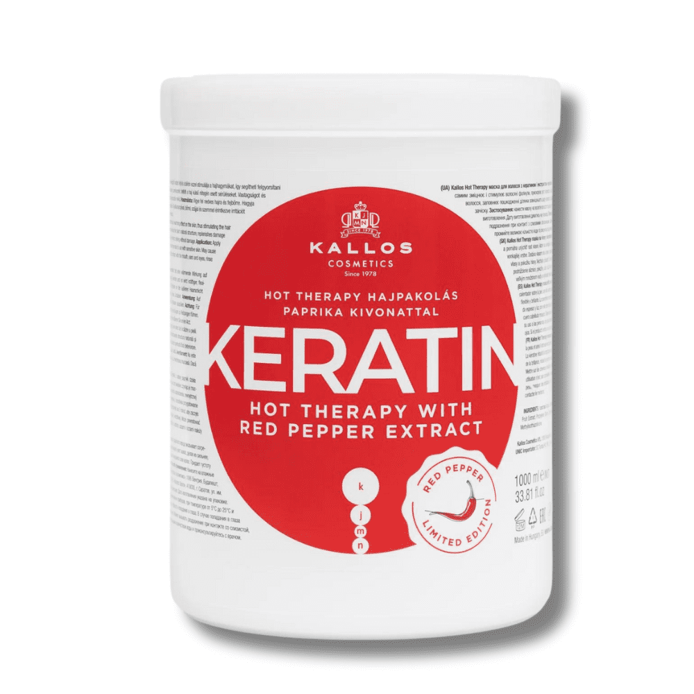 Limitka: Kallos Keratin With Red Pepper Extrakt Hair Mask - maska na vlasy s keratinem a extraktem papriky, 1000 ml