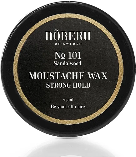 Noberu of Sweden No 101 Sandalwood Moustache Wax Strong Hold - silně fixační vosk na vousy, 25 ml