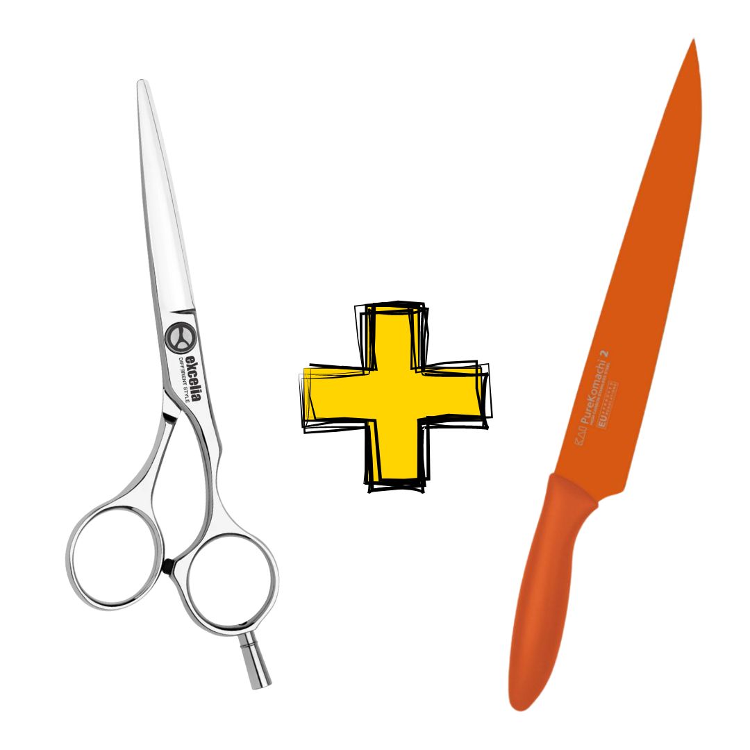 AKCE: Kasho EO OS Excelia OFFSET Scissors - profesionální kadeřnické nůžky, OFFSET + Pure Komachi 2 Slicing Knife - nůž (AB-5704)