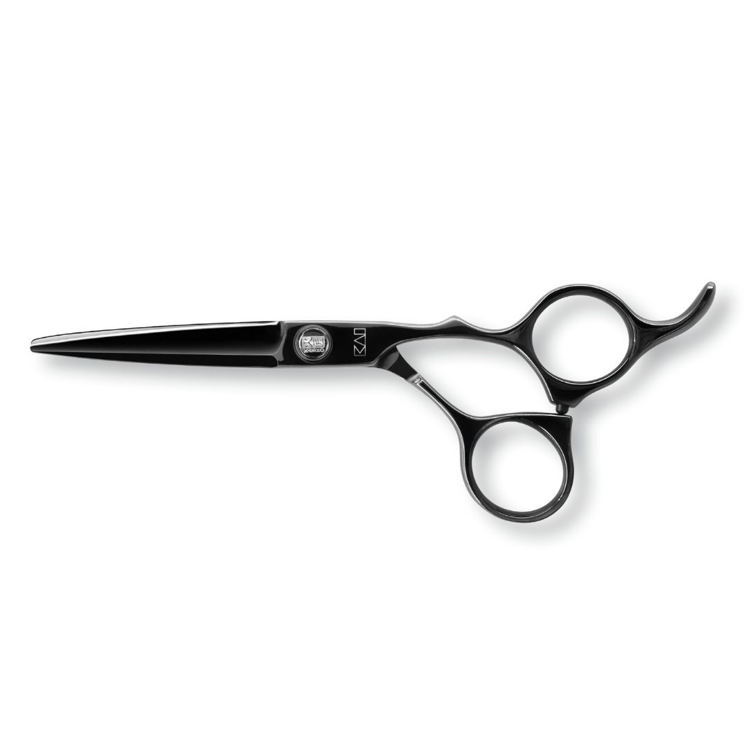 Kasho KSG OS Sagano Offset DLC Black Edition Scissors - kadernícke nožnice na kĺzavý strih, OFFSET s DLC povrchovou úpravou